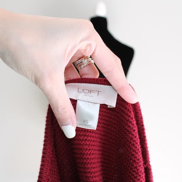 Loft Maroon Red Knit Long sleeve Sweater Sz XS - Picture 7 of 7